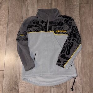 Kids Ski-Doo Grey Fleece Pullover with Graphic Sleeves